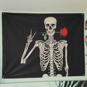 Skeleton + Rose Tapestry | 29 inch × 37 inch